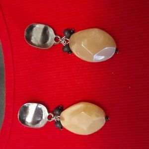 Tear Drop Earrings Silver Tone and Yellow Faux Stone Must look 'Pretty